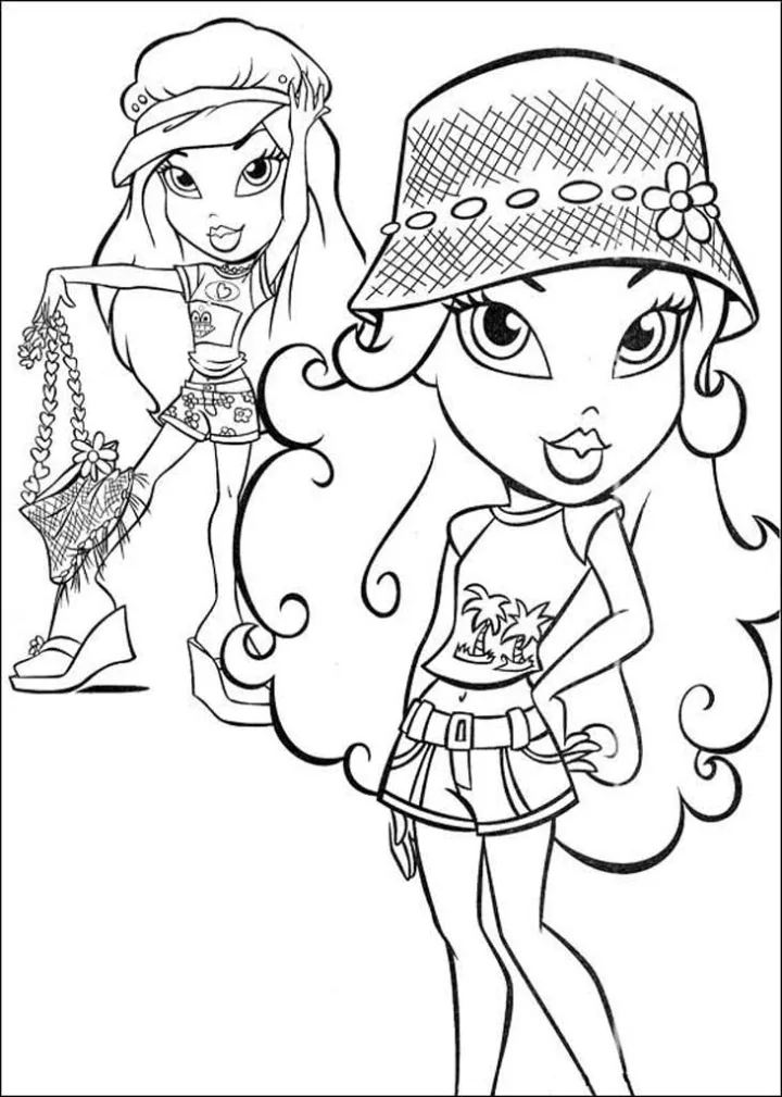 Раскраски Братц (Bratz) — Девочки Братц собрались на пляж